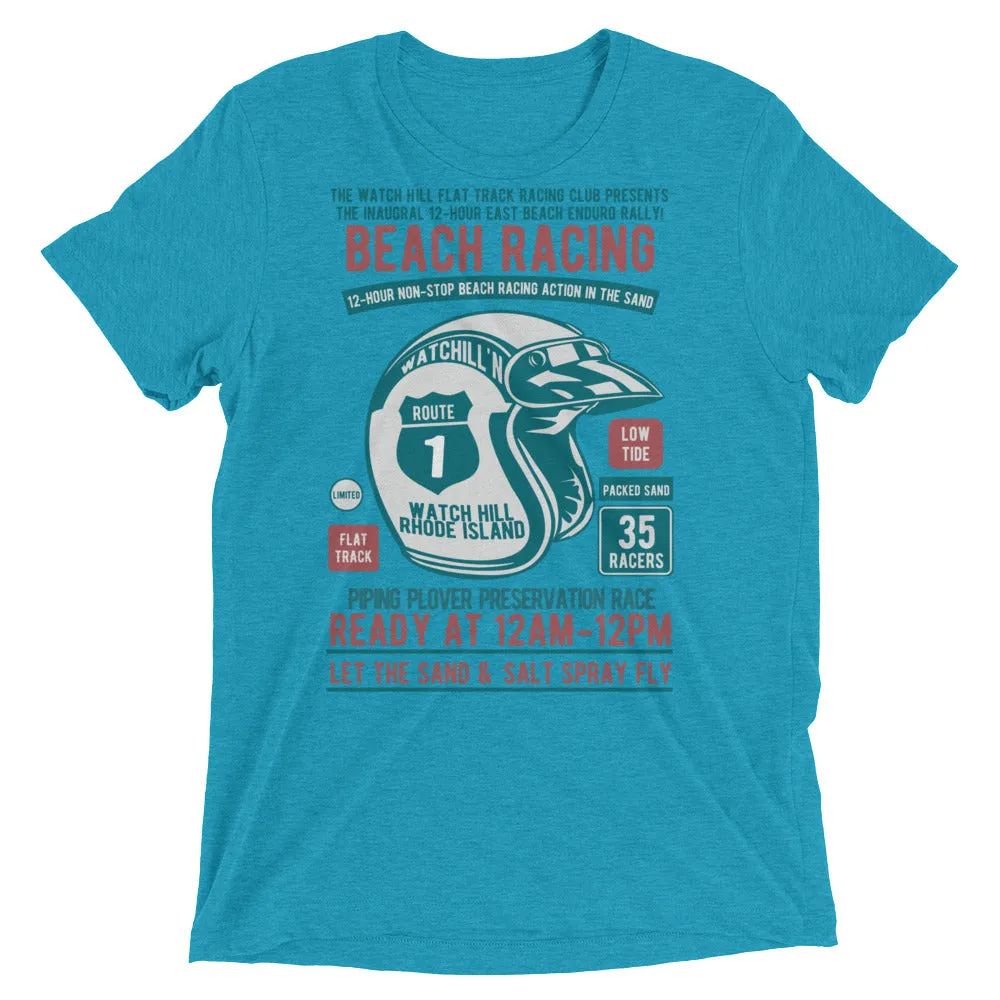 Watchill’n ‘Beach Racing’ Unisex Short sleeve t-shirt (Teal/Rust)