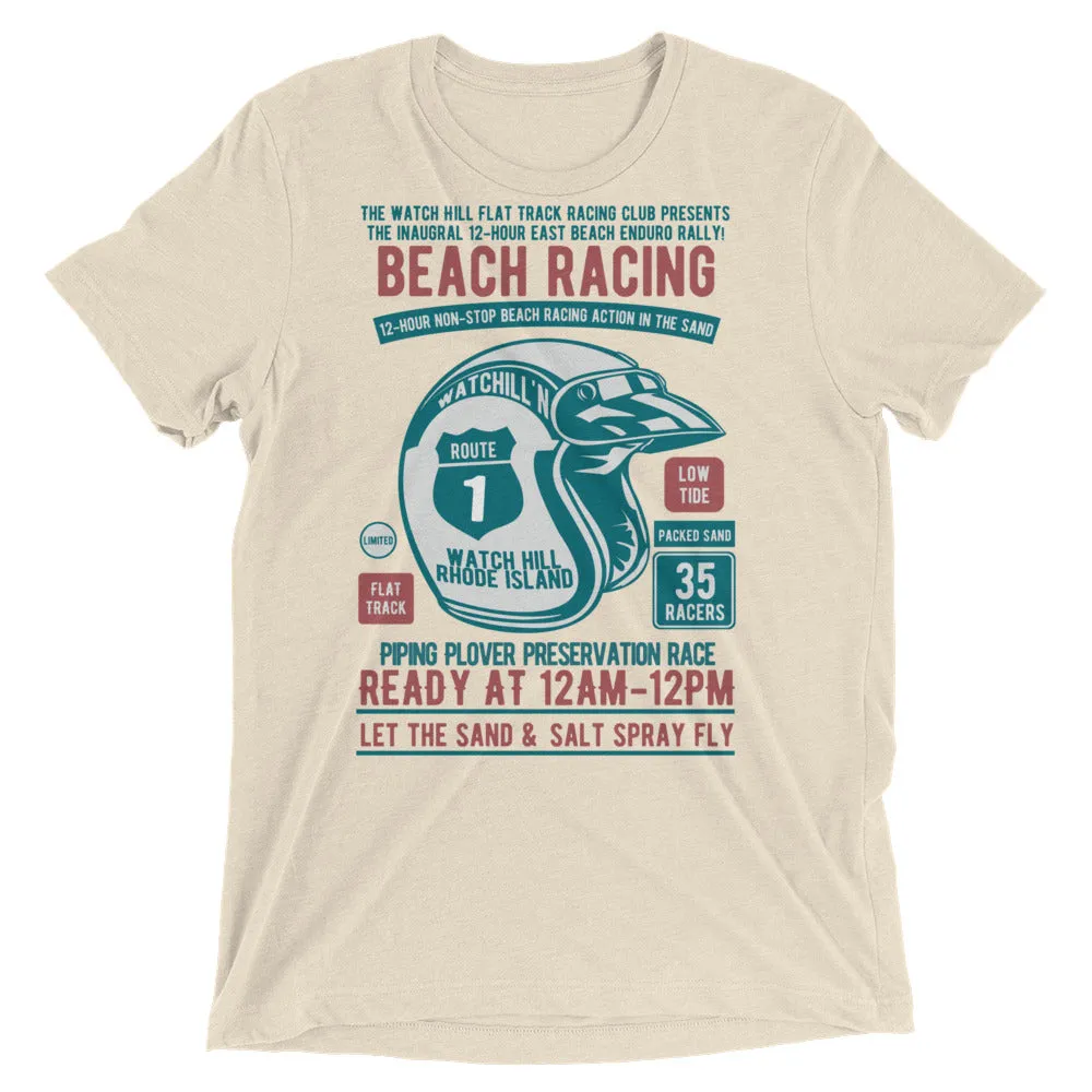 Watchill’n ‘Beach Racing’ Unisex Short sleeve t-shirt (Teal/Rust)