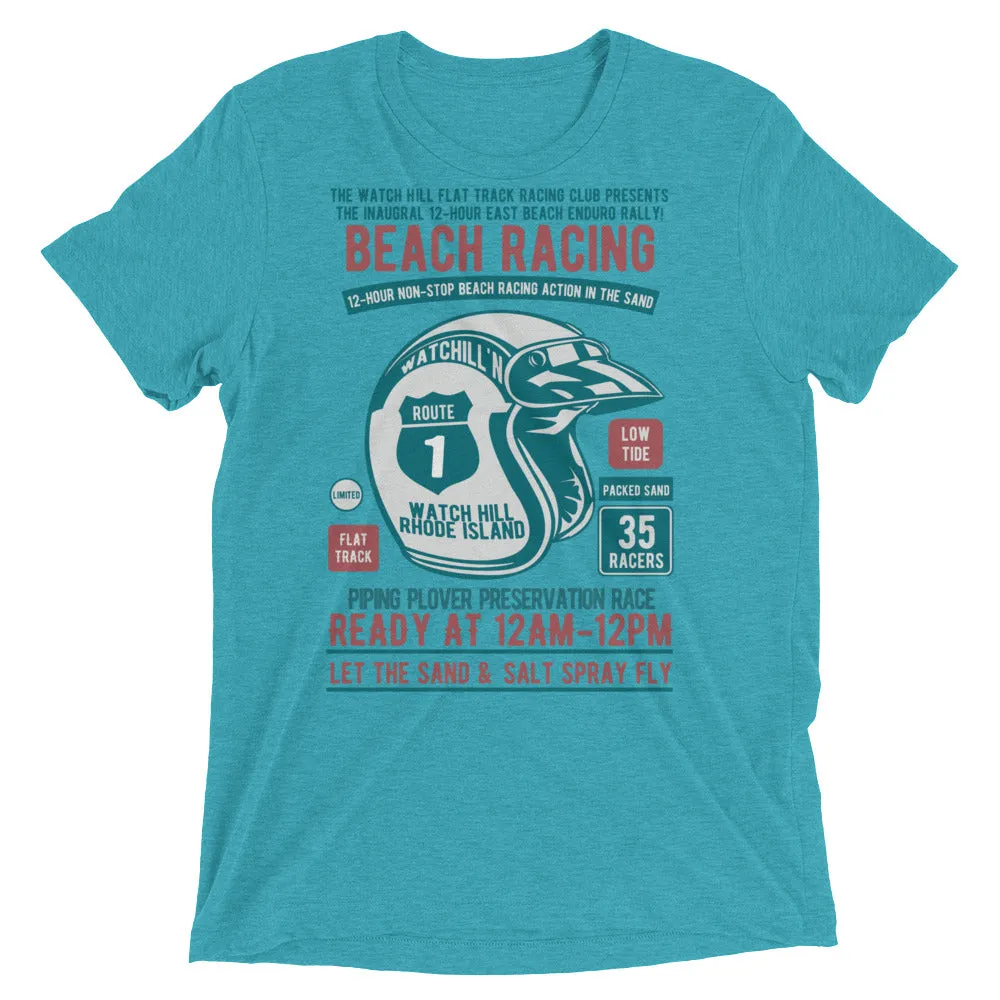 Watchill’n ‘Beach Racing’ Unisex Short sleeve t-shirt (Teal/Rust)