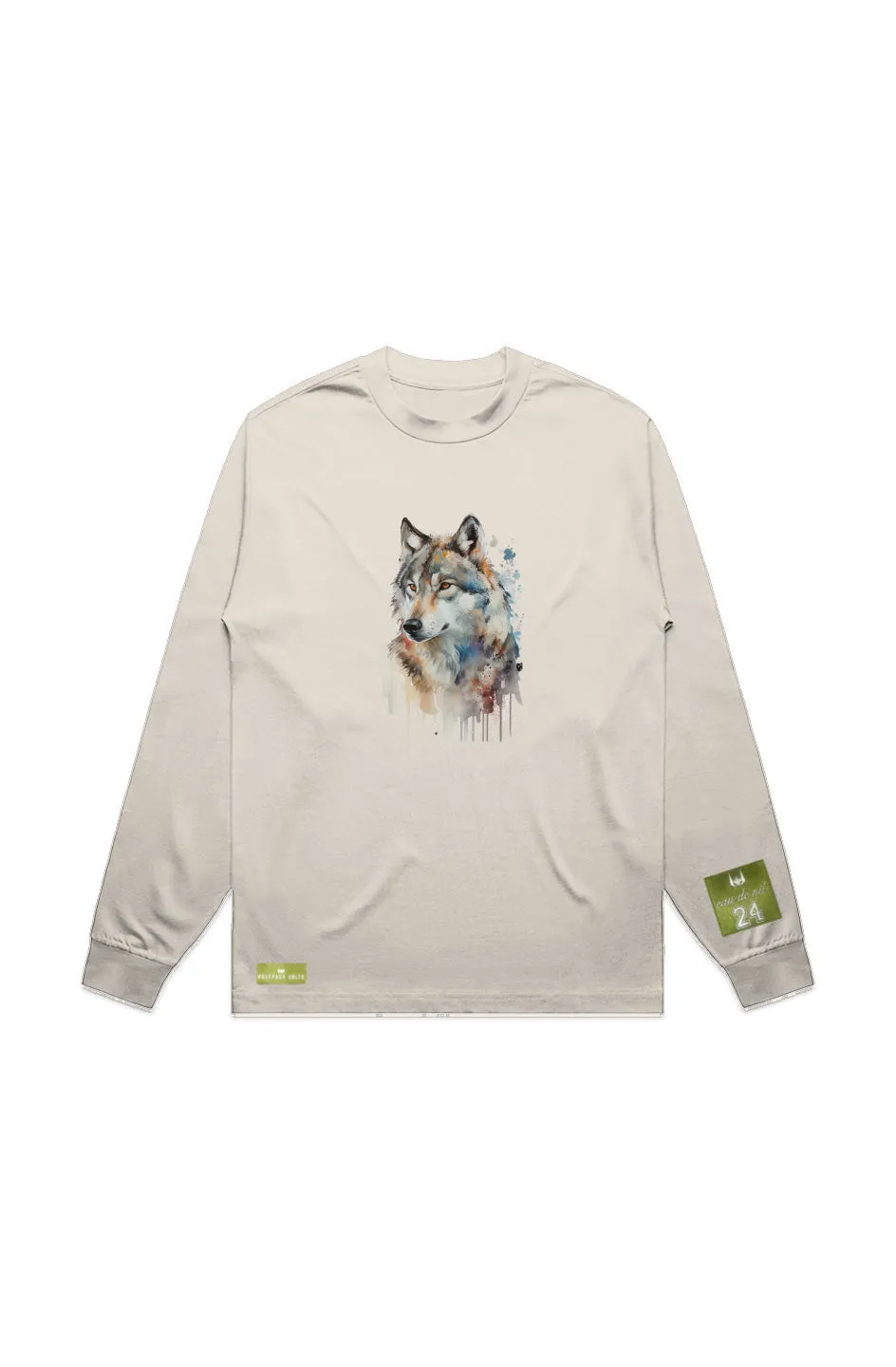 WOLFPACK UNLTD L/S GRAPHIC TEE | BLOOD ORANGE MOON | ECRU BEIGE