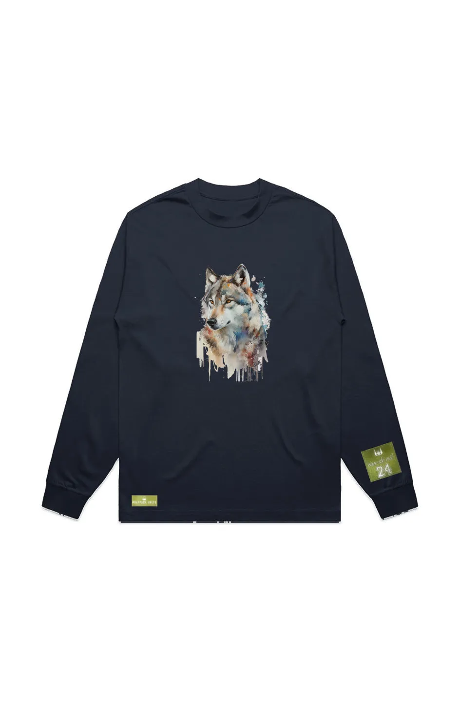 WOLFPACK UNLTD L/S GRAPHIC TEE | BLOOD ORANGE MOON | NAVY BLUE