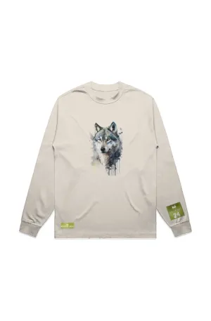 WOLFPACK UNLTD L/S GRAPHIC TEE | WHITE NIGHT RIDER | ECRU BEIGE