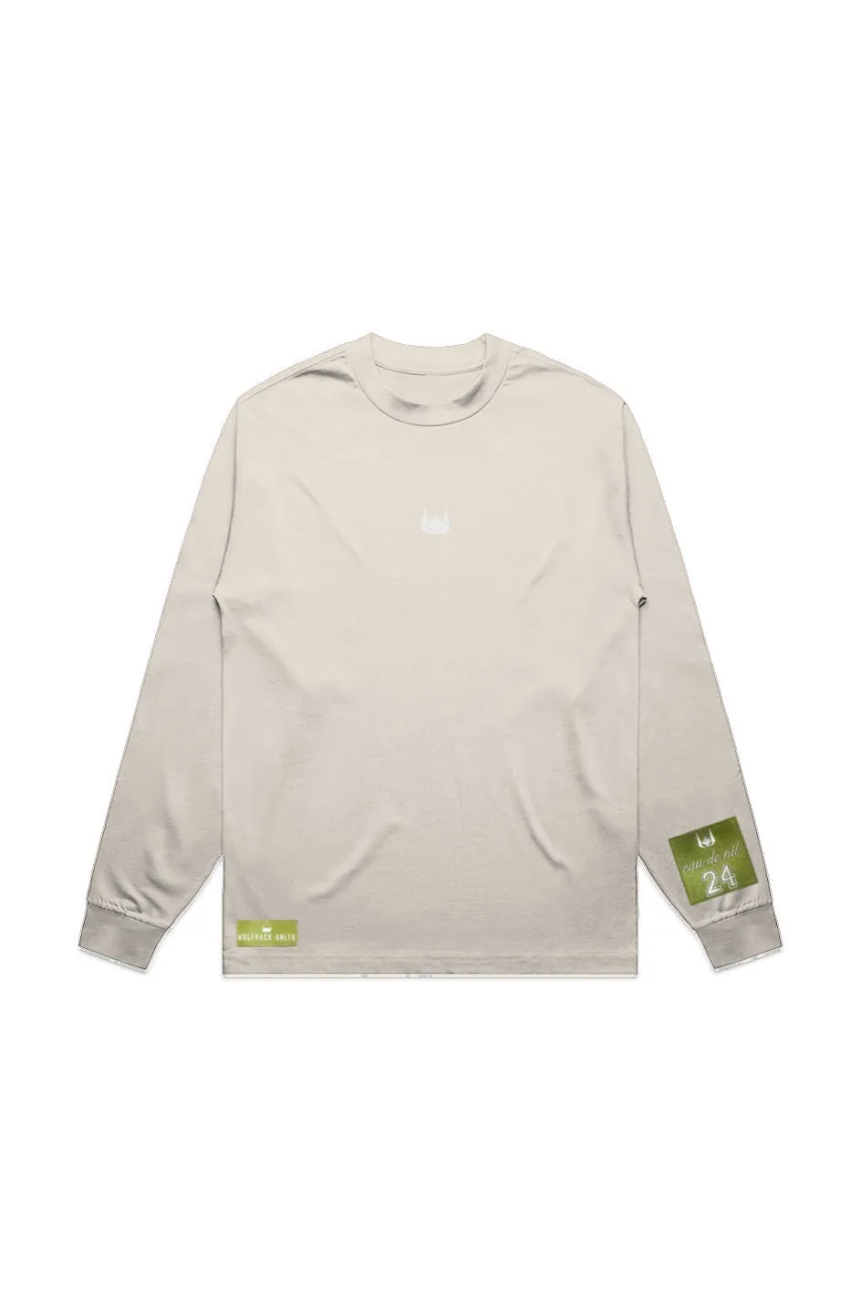 WOLFPACK UNLTD "BOLD STATEMENT" HEAVYWEIGHT OVERSIZED L/S EMBROIDERED TEE | ECRU BEIGE