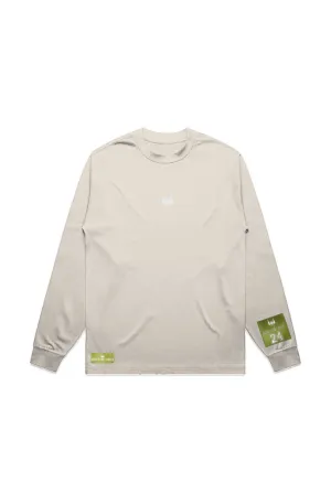 WOLFPACK UNLTD "BOLD STATEMENT" HEAVYWEIGHT OVERSIZED L/S EMBROIDERED TEE | ECRU BEIGE