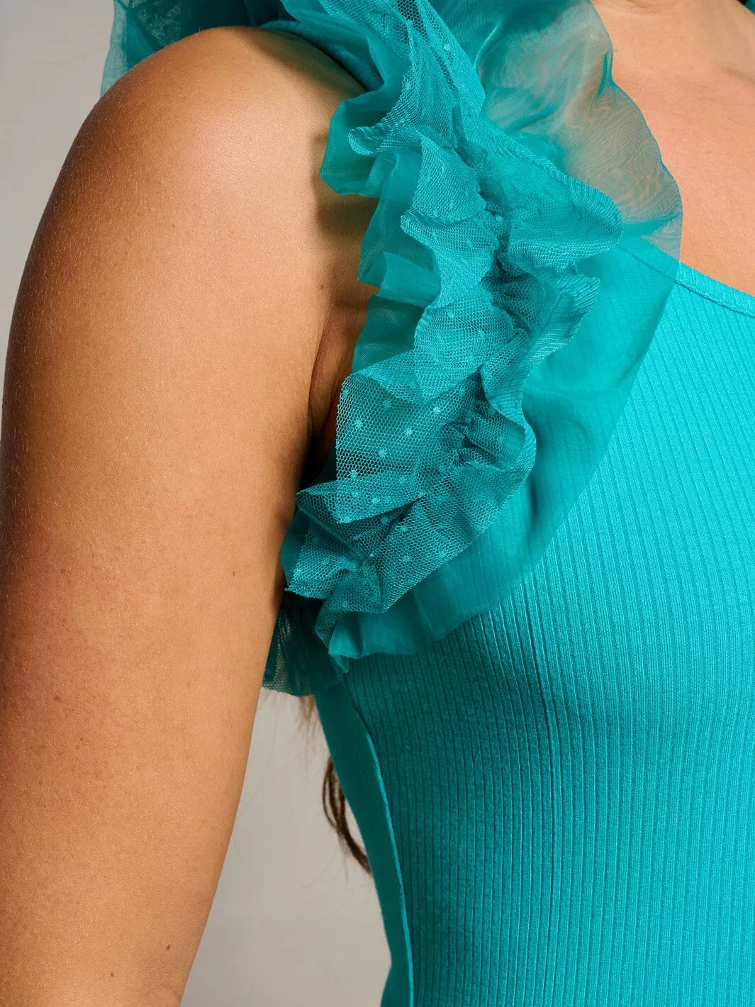 WOMEN'S RUFFLE SLEEVE SOLID BLOUSE TOP