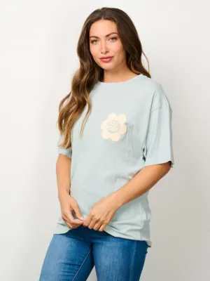 WOMEN'S SHORT SLEEVE GRAPHIC DETAILED TOP